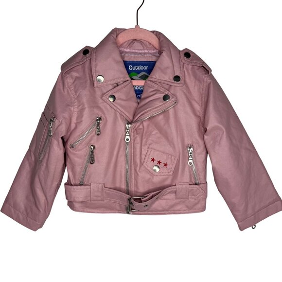 Outdoor Habitat Toddler Light Pink Moto Jacket Size 2T USA‎ Embroidered Eagle - Picture 1 of 10
